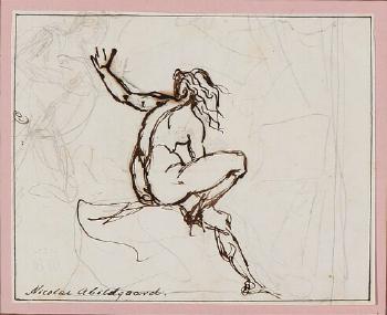 A Seated Female Nude by 
																	Nicolai Abraham Abildgaard