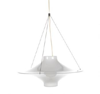 “Skyflyer” opaque acrylic shade pendant with metal suspension chains by 
																	 Stockmann Orno