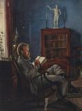 Interior with a man smoking his pipe by 
																			Caroline Emilie Mundt