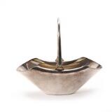 Basket-shaped confectionary bowl of silver plated metal with movable handle by 
																			 Hukin & Heath