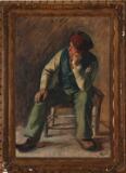 Fisherman and rescuer Lars Gaihede sitting on a chair by 
																			Michael Ancher