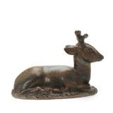 Stoneware figure modelled in the shape of a lying deer by 
																			 Saxbo Co