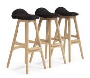 Buck, A set of three oak bar stools by 
																			 Findahls Mobelfabrik