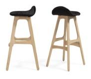 Buck, A set of three oak bar stools by 
																			Erik Buck