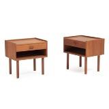 A pair of teak bedside tables by 
																			 Ry Mobler
