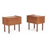 A pair of teak bedside tables by 
																			 Ry Mobler