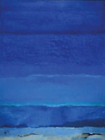 Abstract composition in blue by 
																			Gaston-Pierre Galey