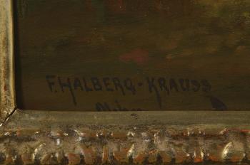 Vast seascape with figurative staffage in foreground by 
																			Fritz Halberg-Krauss