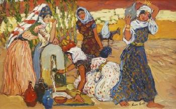 Algerian Water Carriers at a Well by 
																	Leon Luret