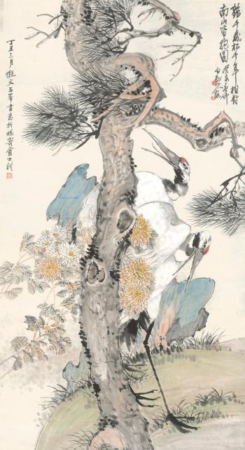 Cranes By The Pine by 
																	 Wang Li