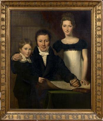 Portrait d’un père et ses deux enfants by 
																	Claude Marie Dubufe