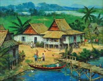 Kampong Scene by 
																	 Liu Kang