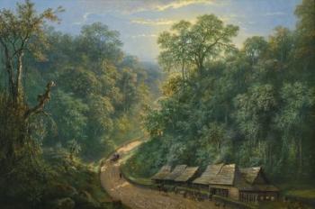 Mail Station At The Bottom Of Mount Megamendung by 
																	Raden Saleh