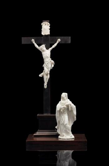 A Nymphenburg Porcelain Crucifixion Group by 
																	 Nymphenburg