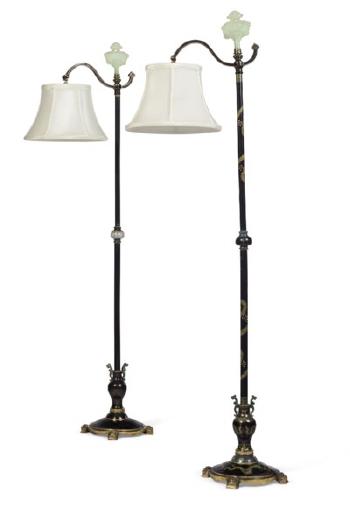 An American Gilt-bronze And Cloisonne Enamel Floor Lamp by 
																	 Edward F Caldwell & Co