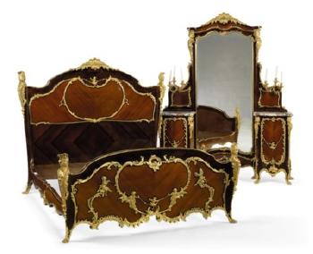 A Fine And Large French Ormolu-Mounted Kingwood And Bois Satiné Three-Piece Bedroom Suite by 
																	Charles Cressent