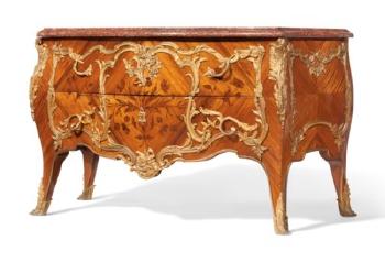 A French Ormolu-Mounted Kingwood And Tulipwood Marquetry Commode by 
																	 BVRB