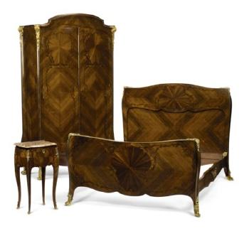A French Ormolu-Mounted Kingwood, Bois Satiné  And Marquetry Three-Piece Bedroom Suite by 
																	 Maison Krieger