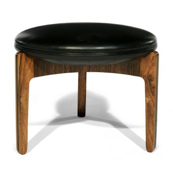 A Rosewood and Rosewood Veneer Stool by 
																	 Illums Bolighus