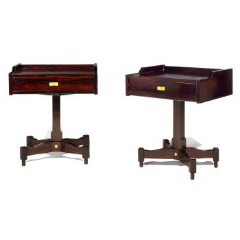 A Pair of Rosewood and Rosewood Veneer Bedside Tables by 
																	Claudio Salocchi