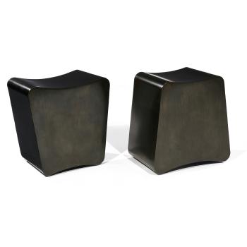 A Pair of Bronze Leaves Stools by 
																	Stephane Ducatteau