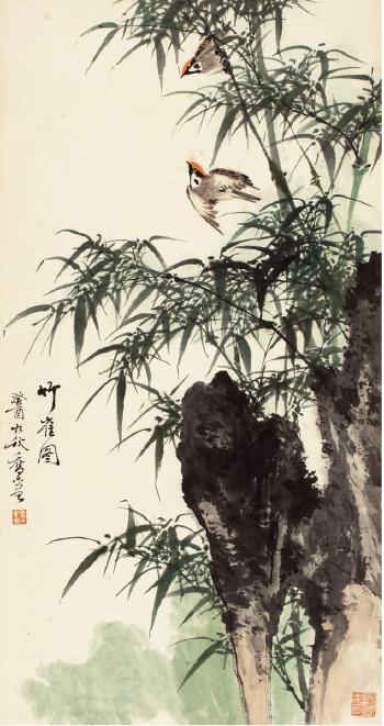 Sparrow On Bamboo by 
																	 Qiao Mu