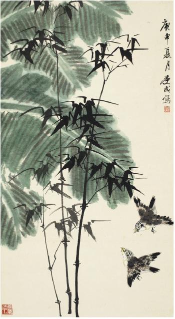 Birds In The Plantain Shade by 
																	 Qiu Shoucheng