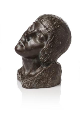 Bronze à Patine Brune Figurant Une Tête De Jeune Fille by 
																	Maxime Real del Sarte