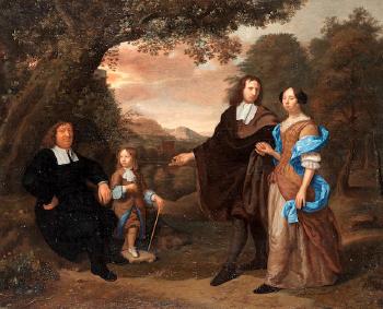 Portrait of a Family in a Wooded Landscape by 
																	Daniel Haringh