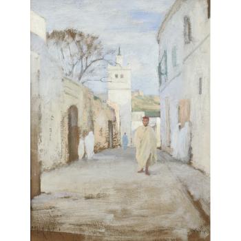 Promeneurs Dans Une Rue À Tunis by 
																	Albert Aublet
