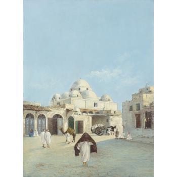Promeneurs Devant La Mosquée Sidi Mahrez À Tunis by 
																	Jean Frix