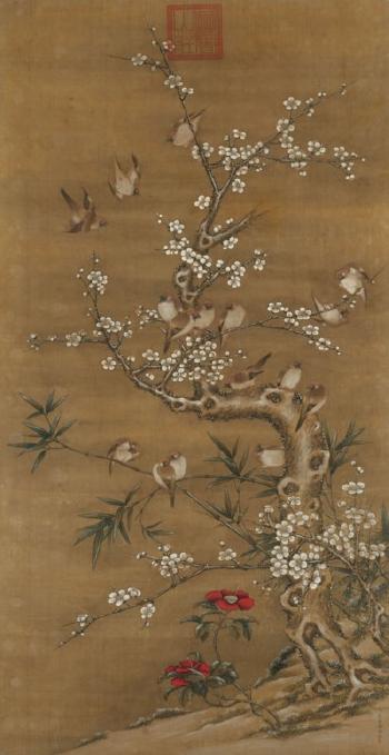 Sparrows and Blossoms in Snow by 
																	 Jiang Pu