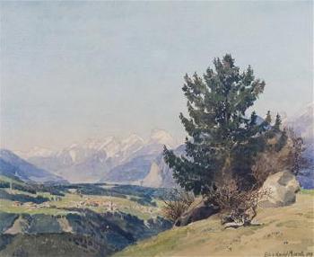 Blick on ein Dorf im Tirolerischen by 
																	Eduard von Handel-Mazzetti