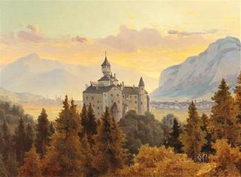 View of Schloss Ambras near Innsbruck by 
																			Edmund von Worndle