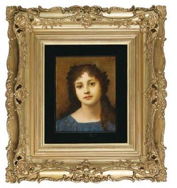 Girl with Vine Leaves in her Hair by 
																			Gabriel von Max