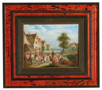 A pair of village scenes by 
																			 Flemish School