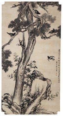 Birds Tweeting On The Pine Tree by 
																	 Zhang Naiqi