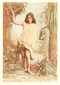 Maori Girl With Korowai in a Bush Setting by 
																	Arthur Iles
