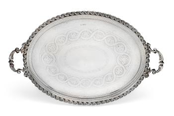 A Victorian Silver Two-Handled Tray by 
																	 John Round & Son Ltd