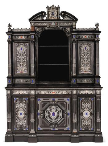 An Important Victorian Ivory And Hardstone Inlaid Ebony Cabinet by 
																	 Jackson and Graham