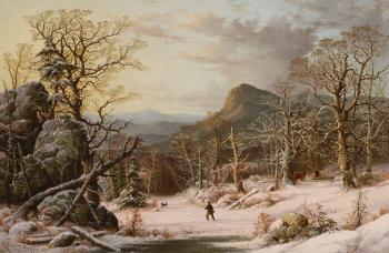 Hunter in Winter Wood by 
																	George Henry Durrie