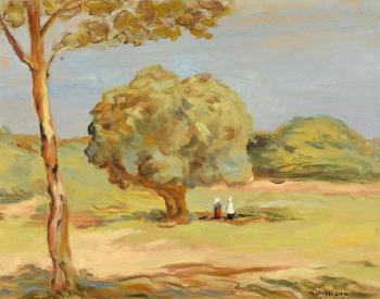 Deux femmes sous un arbre by 
																	Lucien Mainssieux