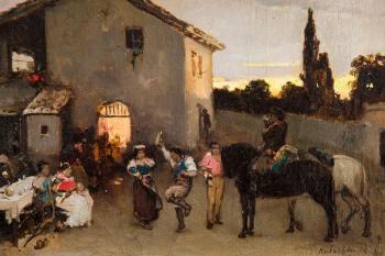 In the front of Italian tavern by 
																			Wilhelm Kotarbinsky