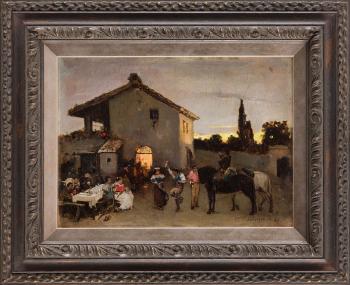 In the front of Italian tavern by 
																			Wilhelm Kotarbinsky