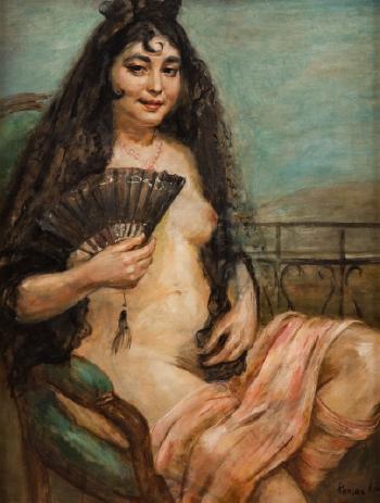 The act with a fan, around 1930 by 
																			Roman Kramsztyk