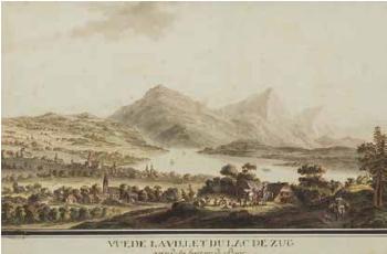 Vue de la ville et du lac de Zug Prise de la Hauteur de Baar by 
																	Carl Ludwig Hackert