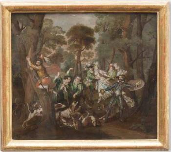 Szene aus den Erzählungen des Don Quijote de la Mancha. Die Furcht des Sancho Panza bei der Jagd by 
																	Anna Barbara von Esch