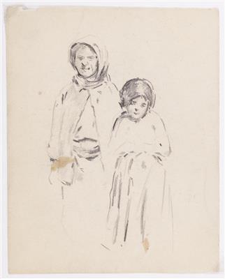 4 Skizzen: Sitzender weiblicher Halbakt, Zeltgelage, Mutter mit Kind, Stillende by 
																			Demeter Koko