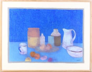 Still life with jugs and jars by 
																			Bernard Myers