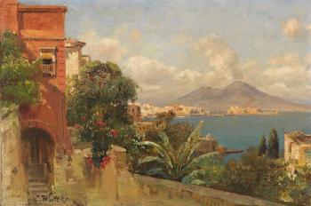 Golf Von Neapel Mit Blick Auf Castel Dell'ovo Und Den Vesuv by 
																	Carl Wuttke